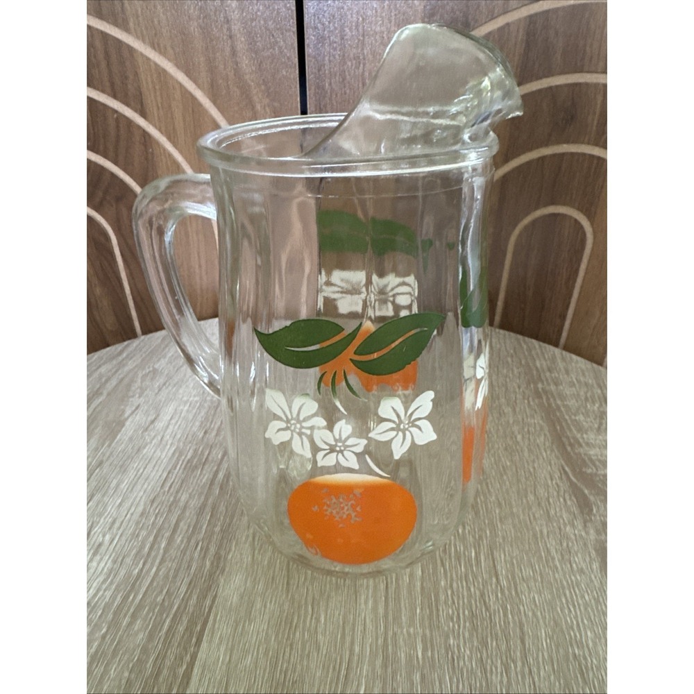 Vintage Orange Juice Glass Pitcher Clear